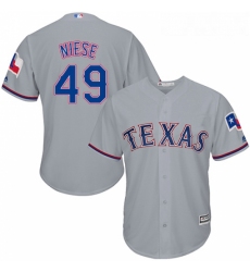 Youth Majestic Texas Rangers 49 Jon Niese Authentic Grey Road Cool Base MLB Jersey 
