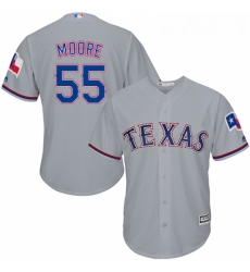 Youth Majestic Texas Rangers 55 Matt Moore Replica Grey Road Cool Base MLB Jersey 