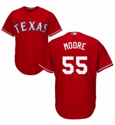 Youth Majestic Texas Rangers 55 Matt Moore Replica Red Alternate Cool Base MLB Jersey 