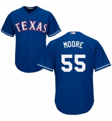 Youth Majestic Texas Rangers 55 Matt Moore Replica Royal Blue Alternate 2 Cool Base MLB Jersey 