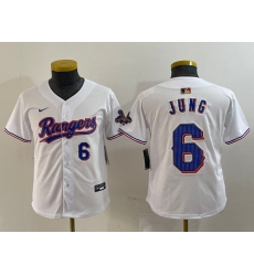 Youth Texas Rangers 6 Josh Jung White Gold Stitched Baseball Jersey