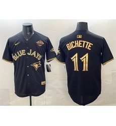 Men Toronto Blue Jays 11 Bo Bichette Black Gold 2025 American League Champions Limited Stitched Baseball Jersey