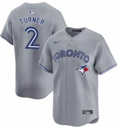 Men Toronto Blue Jays 2 Justin Turner Grey Away Limited Stitched Jersey