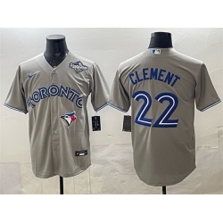 Men Toronto Blue Jays 22 Ernie Clement Grey 2025 World Series Cool Base Stitched Baseball Jersey