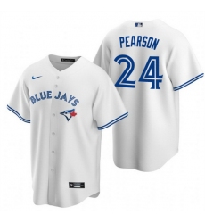 Men Toronto Blue Jays 24 Nate Pearson White Cool Base Stitched Jersey