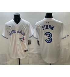 Men Toronto Blue Jays 3 Myles Straw White Home Limited Stitched Baseball Jersey Men Toronto Blue Jays 3 Myles Straw White Home Limited Stitched Baseball Jersey