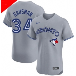 Men Toronto Blue Jays 34 Kevin Gausman Gray Cool Base Stitched Baseball Jersey