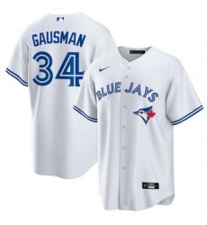 Men Toronto Blue Jays 34 Kevin Gausman White Cool Base Stitched Jersey