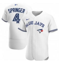 Men Toronto Blue Jays 4 George Springer 2020 White Flex Base Stitched Jerse