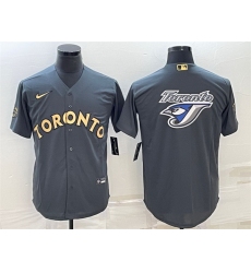 Men Toronto Blue Jays 6 Alek Manoah 2022 All Star Charcoal Team Big Logo Cool Base Stitched Baseball Jersey