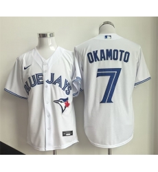 Men Toronto Blue Jays 7 Kazuma Okamoto White Home Limited Stitched Baseball Jersey Men Toronto Blue Jays 7 Kazuma Okamoto White Home Limited Stitched Baseball Jersey