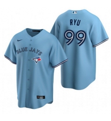 Men Toronto Blue Jays 99 Hyun Jin Ryu Blue Cool Base Stitched jersey