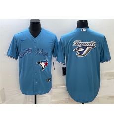 Men Toronto Blue Jays Light Blue Team Big Logo Cool Base Stitched Baseball Jersey
