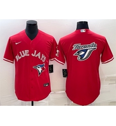 Men Toronto Blue Jays Red Team Big Logo Cool Base Stitched Baseball Jersey