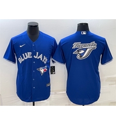 Men Toronto Blue Jays Royal Team Big Logo Cool Base Stitched Baseball Jersey
