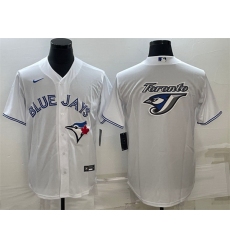 Men Toronto Blue Jays White Team Big Logo Cool Base Stitched Baseball Jersey