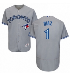 Mens Majestic Toronto Blue Jays 1 Aledmys Diaz Grey Road Flex Base Authentic Collection MLB Jersey