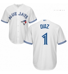 Mens Majestic Toronto Blue Jays 1 Aledmys Diaz Replica White Home MLB Jersey 