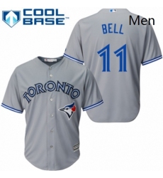 Mens Majestic Toronto Blue Jays 11 George Bell Replica Grey Road MLB Jersey 