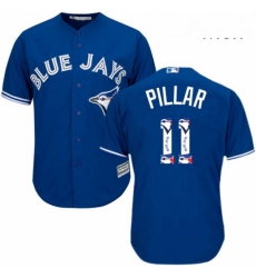 Mens Majestic Toronto Blue Jays 11 Kevin Pillar Authentic Blue Team Logo Fashion MLB Jersey