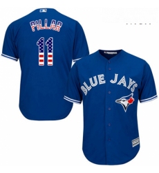 Mens Majestic Toronto Blue Jays 11 Kevin Pillar Authentic Royal Blue USA Flag Fashion MLB Jersey