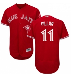 Mens Majestic Toronto Blue Jays 11 Kevin Pillar Scarlet Flexbase Authentic Collection Alternate MLB Jersey 