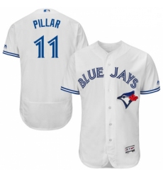 Mens Majestic Toronto Blue Jays 11 Kevin Pillar White Home Flex Base Authentic Collection MLB Jersey