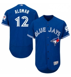 Mens Majestic Toronto Blue Jays 12 Roberto Alomar Blue Alternate Flex Base Authentic Collection MLB Jersey 