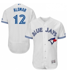 Mens Majestic Toronto Blue Jays 12 Roberto Alomar White Home Flex Base Authentic Collection MLB Jersey
