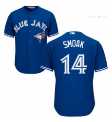 Mens Majestic Toronto Blue Jays 14 Justin Smoak Replica Blue Alternate MLB Jersey