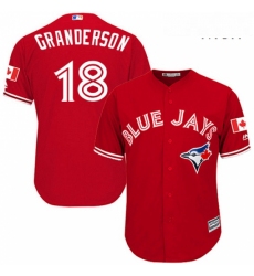Mens Majestic Toronto Blue Jays 18 Curtis Granderson Replica Scarlet Alternate Cool Base MLB Jersey 