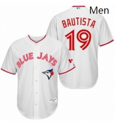 Mens Majestic Toronto Blue Jays 19 Jose Bautista Authentic White 2015 Canada Day MLB Jersey