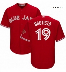Mens Majestic Toronto Blue Jays 19 Jose Bautista Replica Scarlet Alternate Cool Base MLB Jersey