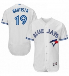 Mens Majestic Toronto Blue Jays 19 Jose Bautista White Home Flex Base Authentic Collection MLB Jersey