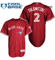 Mens Majestic Toronto Blue Jays 2 Troy Tulowitzki Authentic Red Canada Day MLB Jersey