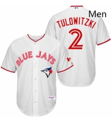 Mens Majestic Toronto Blue Jays 2 Troy Tulowitzki Authentic White 2015 Canada Day MLB Jersey