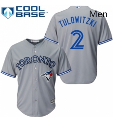 Mens Majestic Toronto Blue Jays 2 Troy Tulowitzki Replica Grey Road MLB Jersey