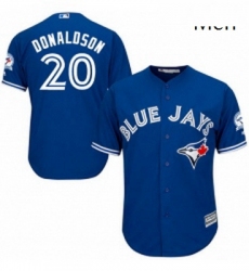 Mens Majestic Toronto Blue Jays 20 Josh Donaldson Replica Blue Alternate 40th Anniversary Patch MLB Jersey