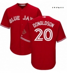 Mens Majestic Toronto Blue Jays 20 Josh Donaldson Replica Scarlet Alternate Cool Base MLB Jersey