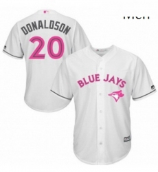Mens Majestic Toronto Blue Jays 20 Josh Donaldson Replica White 2016 Mothers Day MLB Jersey