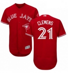 Mens Majestic Toronto Blue Jays 21 Roger Clemens Scarlet Flexbase Authentic Collection Alternate MLB Jersey