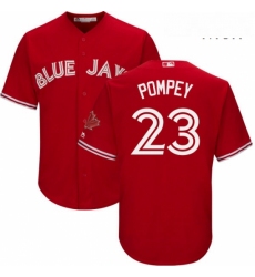 Mens Majestic Toronto Blue Jays 23 Dalton Pompey Replica Scarlet Alternate Cool Base MLB Jersey