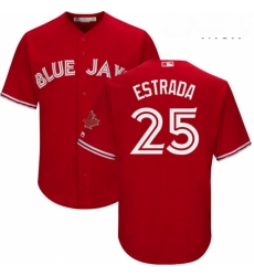 Mens Majestic Toronto Blue Jays 25 Marco Estrada Replica Scarlet Alternate Cool Base MLB Jersey