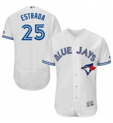 Mens Majestic Toronto Blue Jays 25 Marco Estrada White Home Flex Base Authentic Collection MLB Jersey