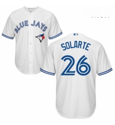 Mens Majestic Toronto Blue Jays 26 Yangervis Solarte Replica White Home MLB Jersey 