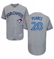 Mens Majestic Toronto Blue Jays 28 Steve Pearce Grey Road Flex Base Authentic Collection MLB Jersey