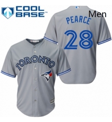 Mens Majestic Toronto Blue Jays 28 Steve Pearce Replica Grey Road MLB Jersey 