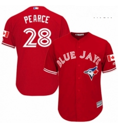 Mens Majestic Toronto Blue Jays 28 Steve Pearce Replica Scarlet Alternate Cool Base MLB Jersey 