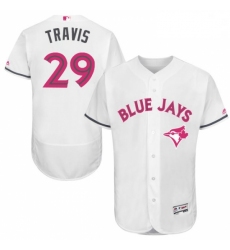 Mens Majestic Toronto Blue Jays 29 Devon Travis Authentic White 2016 Mothers Day Fashion Flex Base MLB Jersey