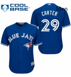 Mens Majestic Toronto Blue Jays 29 Joe Carter Replica Blue Alternate MLB Jersey